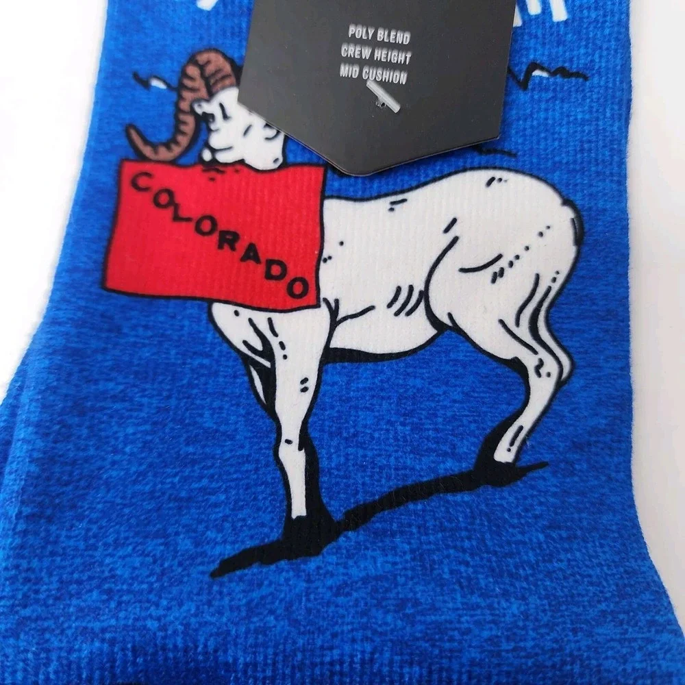 STANCE Colorado Crew Big Horn Sheep Colorado Spell Out Socks MENS L 9-13 Blue